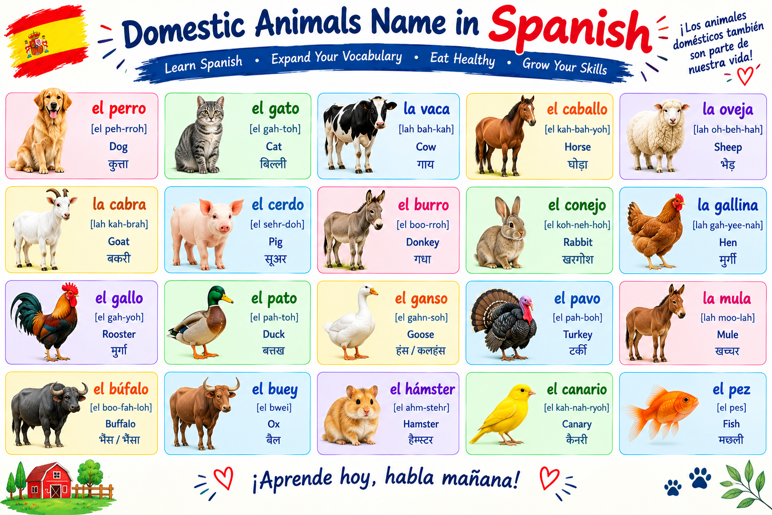 domestic animals in spanish