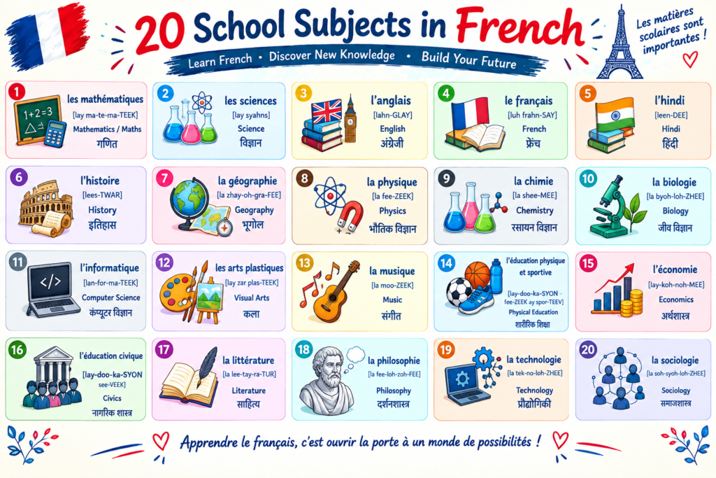 subjects name in french