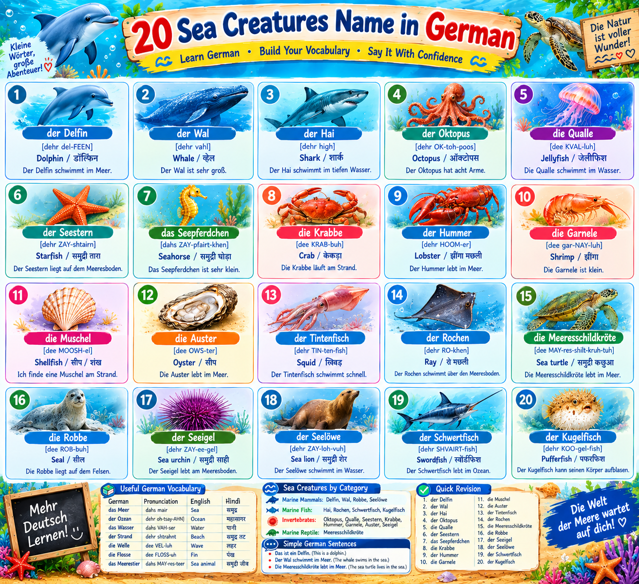 Sea Creatures in german